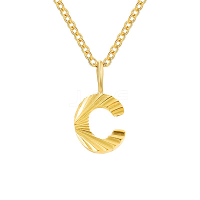 Personalized Stainless Steel Textured Alphabet Initial Pendant Necklaces for Women Men RF0956-3-1