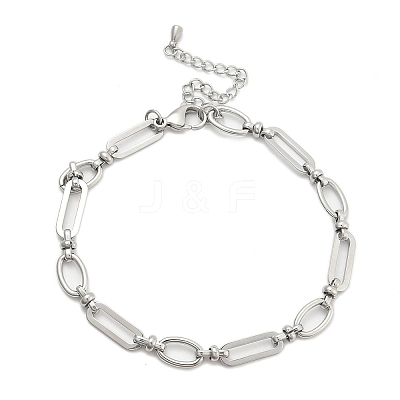 304 Stainless Steel Oval Link Anklets for Women AJEW-U025-01P-1