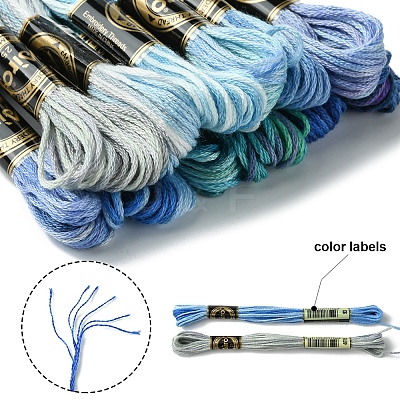 12 Skeins 12 Colors 6-Ply Polyester Embroidery Floss OCOR-FS0001-01A-01-1