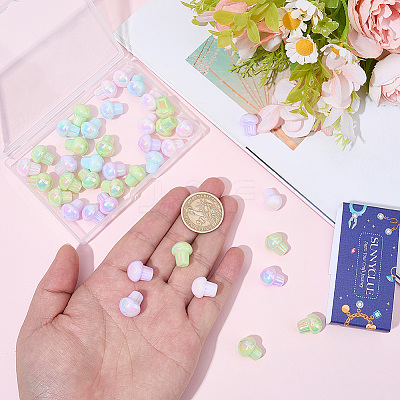 50Pcs UV Plating Rainbow Iridescent Opaque Acrylic Beads OACR-SC0003-06-1