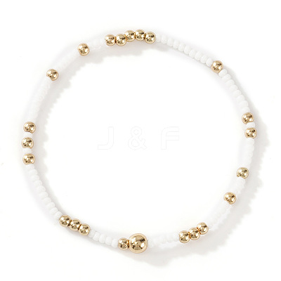 Glass Seed Beads & CCB Beads Stretch Bracelets TB4137-37-1