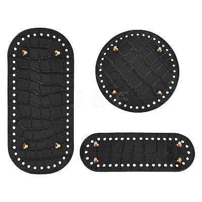 3Pcs 3 Style PU Leather Flat Round Bag Bottom FIND-WR0004-43A-1