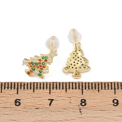 925 Sterling Silver Cubic Zirconia Stud Earrings EJEW-F394-01B-G-1