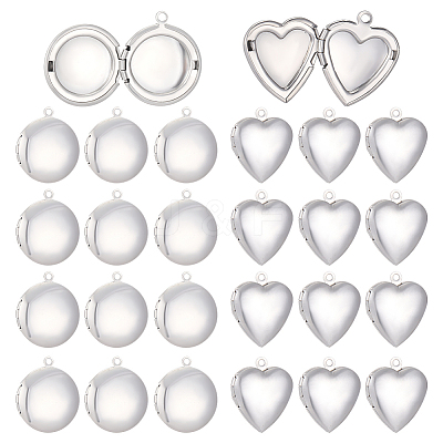 24Pcs 2 Styles 316 Stainless Steel & 304 Stainless Steel Blank Stamping Tag Locket Pendants STAS-ME0003-37-1