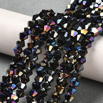 Opaque Solid Color Electroplate Glass Beads Strands EGLA-A039-P2mm-B17-1