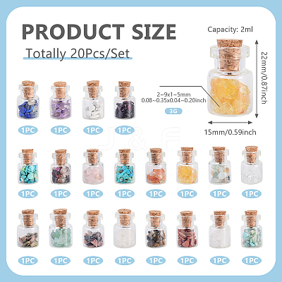 Natural & Synthetic Gemstone Chip Beads Glass Bottles G-KS0001-02-1