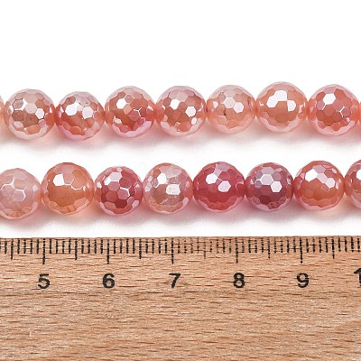 Electroplated Natural Agate Beads Strands G-B191-A07-8mm-15-1