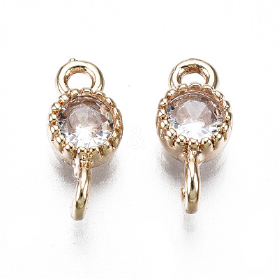 Brass Micro Pave Clear Cubic Zirconia Links Connectors KK-S359-145C-RS-1