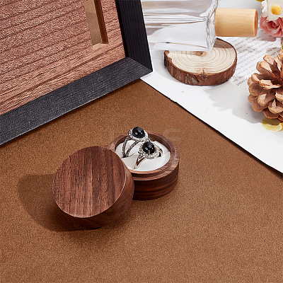 2-Slot Round Wood Ring Storage Boxes CON-HY0001-05D-1