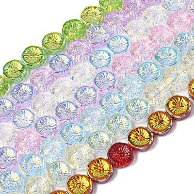 Half Electroplate Baking Paint Glass Beads Strands EGLA-K061-11A-AB-1