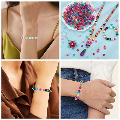 1200Pcs 5 Colors Opaque Acrylic Beads MACR-SZ0001-88-1