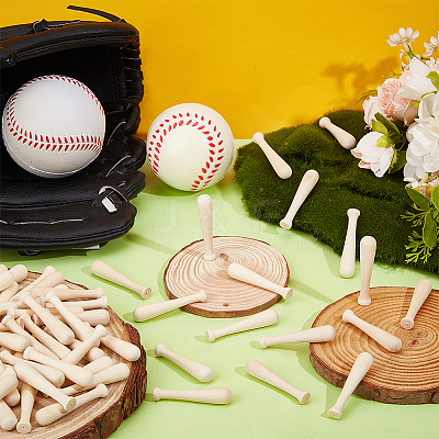 100Pcs Wooden Baseball Bat Ornaments WOOD-PH0003-78-1