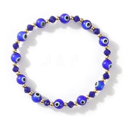 Glass Evil Eye Beaded Stretch Bracelets for Women Men VP6778-10-1