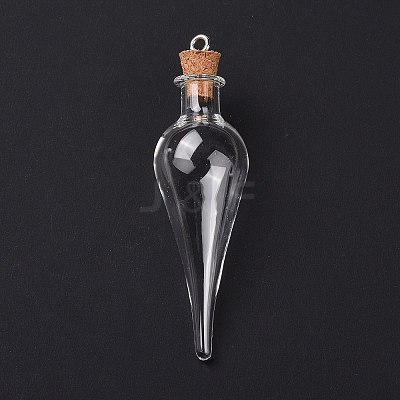 Teardrop Glass Cork Bottle Big Pendants X-AJEW-A041-01C-1