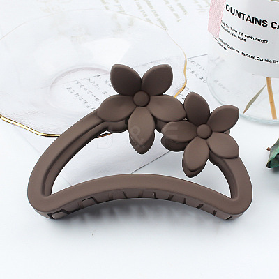 Amber Color Hollow Hair Clip with Matte Half Round Arc Flower. ST4837243-1