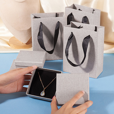 3Pcs Square Paper Jewelry Display Cases CON-TA0001-39D-02-1