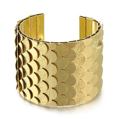 Alloy European American Exaggerated Open Cuff Fish Scale Pattern Bangles for Women BJEW-L697-002G-1