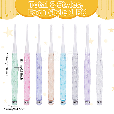 8Pcs 8 Colors Plastic Crochet Hooks AJEW-UN0002-35-1