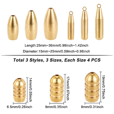 36 Pcs 9 Styles Brass Fishing Gear FIND-FH0001-62G-1