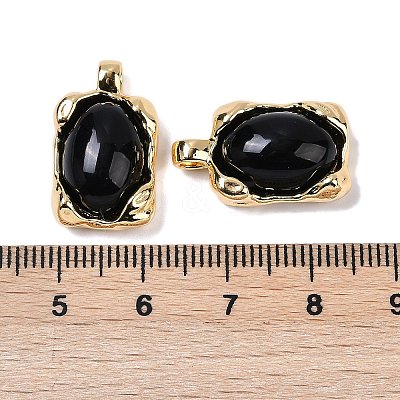 Brass with Glass and Imitation Agate Pendants Pendants KK-Q030-24G-1