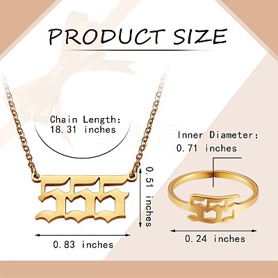 Number Pendant Necklace & Open Cuff Ring JX199A-1