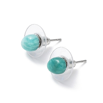 Natural Amazonite Stud Earrings for Women EJEW-E285-01P-02-1