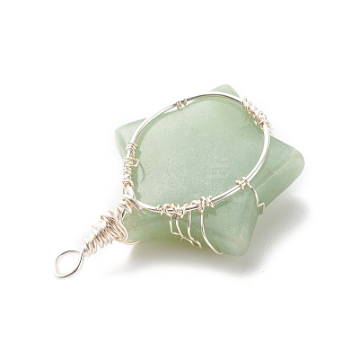 Natural Green Aventurine Pendants PALLOY-JF01635-01-1