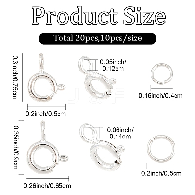 20Pcs 2 Styles Brass Spring Ring Clasps KK-YW0004-53-1