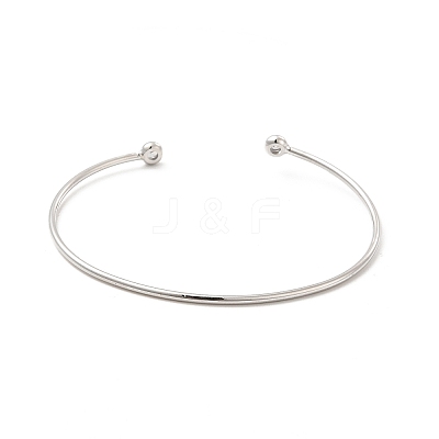 Clear Cubic Zirconia Open Cuff Bangle BJEW-G663-03P-1