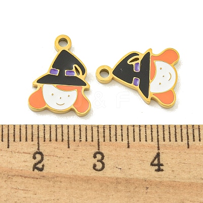Halloween Theme Ion Plating(IP) 304 Stainless Steel Enamel Pendants STAS-M011-01C-1