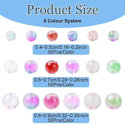 150Pcs 3 Styles Frosted Spray Painted Glass Beads Strands GLAA-YW0004-34A-1