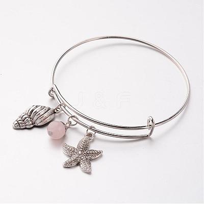 Adjustable Iron Charm Bangles BJEW-JB02396-1