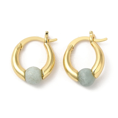 Natural Malaysia Jade Round Beaded Hoop Earrings EJEW-A099-03G-05-1