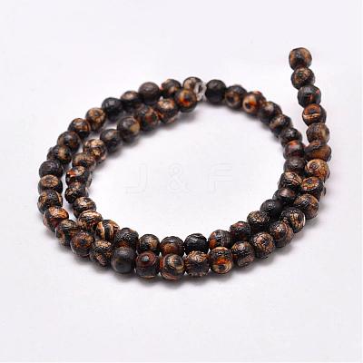 Natural Tibetan Style 3-Eye dZi Beads Strands G-P229-A-07I-6mm-1