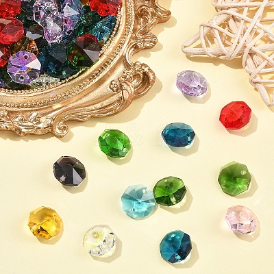 100Pcs 10 Colors Electroplate Glass Links Connectors EGLA-YW0005-58-1