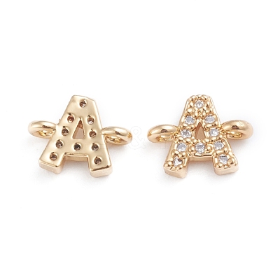 Brass Micro Pave Cubic Zirconia Letter Links ZIRC-I042-16G-A-1