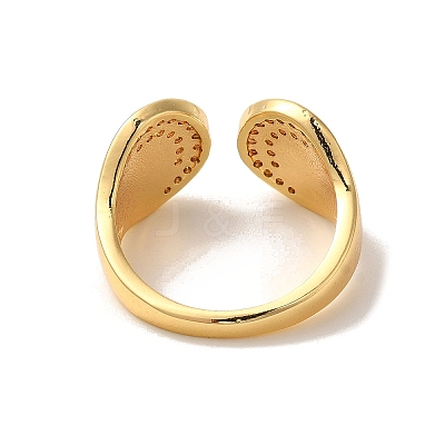 Rack Plating Brass Micro Pave Clear Cubic Zirconia Cuff Rings for Women RJEW-G325-13F-G-1