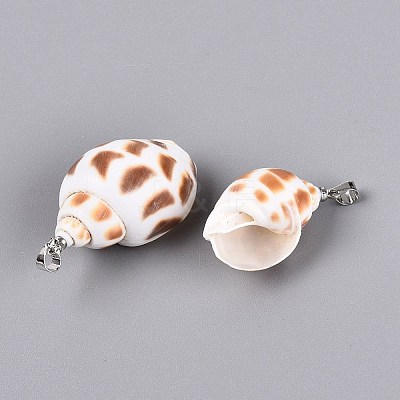 Brass & Natural Spiral Shell Pendants SHEL-Q029-16P-1