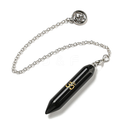 Bullet Natural Obsidian Pointed Dowsing Pendulums AJEW-B106-01AS-03-1