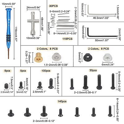 Iron with Alloy Rc Screws Bolt Nuts Set M2 M2.5 M3 Screws Fastener Kit TOOL-WH0130-69-1