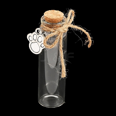 5Pcs Paw Print Glass Bottles AJEW-FG00021-1