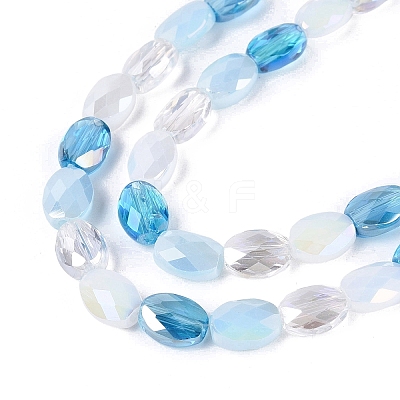 Electroplate Imitation Jade & Opaque & Transparent Glass Beads Strands EGLA-Q135-6x8MM-01F-1