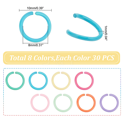 240Pcs 8 Colors Zinc Alloy Open Jump Rings FIND-PH0009-22-1