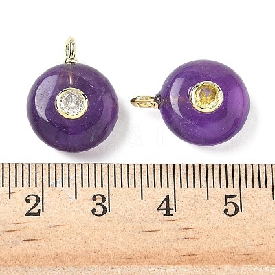 Natural Amethyst Flat Round Pendants G-H318-01G-11-1