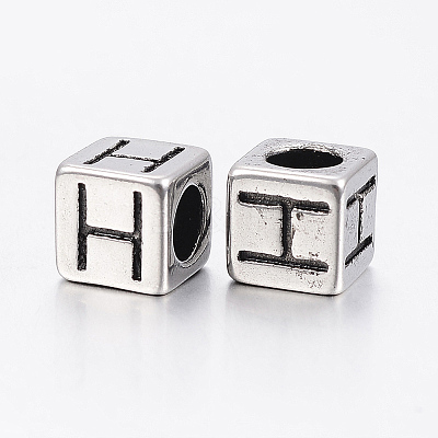 304 Stainless Steel Large Hole Letter European Beads STAS-H428-01AS-H-1