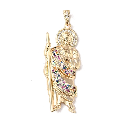 Brass Clear Cubic Zirconia Pendants KK-Z050-03G-05-1