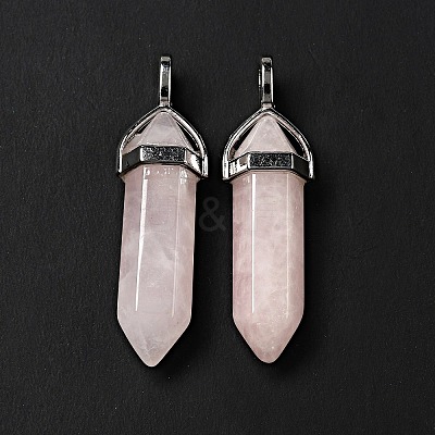 Natural Rose Quartz Double Terminated Pointed Pendants G-D415-12-1