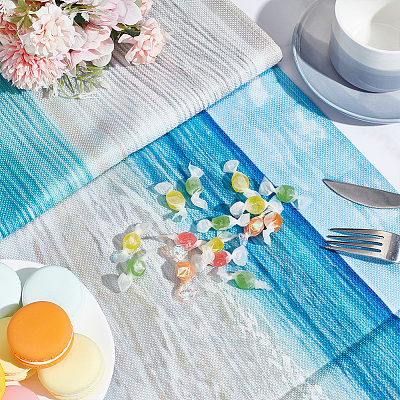 2Pcs 2 Style Gradient Summer Ocean Beach Burlap Table Runner AJEW-DR0001-17-1