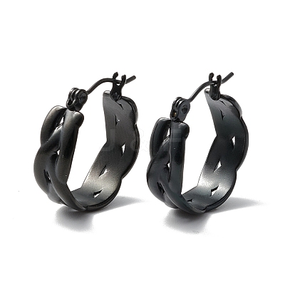 304 Stainless Steel Wide Chunky Hoop Earrings for Women Ion Plating(IP) EJEW-P197-04EB-1