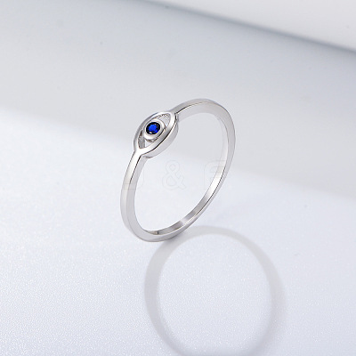 Evil Eye 925 Sterling Silver Micro Pave Cubic Zirconia Finger Rings for Women FS-WG42376-04-1